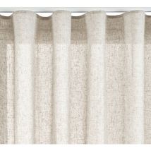 Rideau effet lin translucide avec oeillets ou ruban fronceur, taille XXL , Ruban Beige, 200 x 300cm