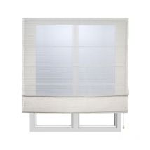 Store Bateau avec baleines, store textile tamisant, Rayures blanches, 120 x 250cm