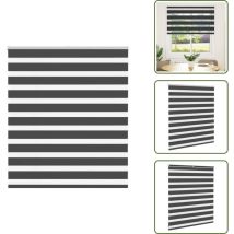 Store zèbre noir 135x100 cm largeur du tissu 130,9 cm polyester - Store Zébré - Stores Zébrés - Store à Enrouleur Zébré - Double Store à Enrouleur