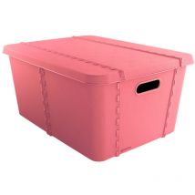 Boîte de rangement Life Story avec couvercle petit 15l rose - Blanc