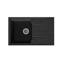 Stradour - Evier cuisine a encastrer 1 bac + 1 égouttoir Aloa - Résine - 81 x 50 cm - Noir