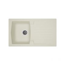 Stradour - Evier cuisine a encastrer 1 bac + 1 égouttoir Arena - Résine - 86 x 50 cm - Blanc