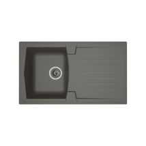 Stradour - Evier Cuisine A Encastrer 1 Bac + 1 Égouttoir Arena - Résine - 86 X 50 Cm - Gris Béton