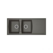 Stradour - Evier cuisine a encastrer 2 bacs + 1 égouttoir Arena - Résine - 116 x 50 cm - Gris béton