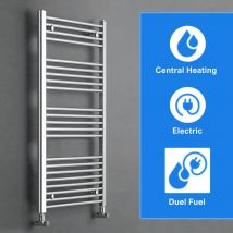 Gravahaus - 600 x 1400mm Straight Chrome Heated Towel Rail Ladder Radiator