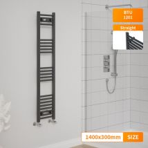 Straight Heated Towel Rail Bathroom Ladder Radiator 1400 x 300mm Anthracite