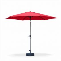 3m round centre pole parasol - adjustable aluminium central mast and crank handle opening - Touquet - Red