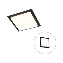 Qazqa - Moderne Deckenleuchte schwarzes Quadrat inkl. led IP44 - Lys