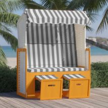 Strandkorb avec auvent résine tressée et bois solide blanc gris