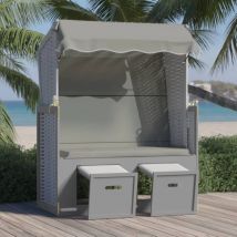 Torana - Strandkorb avec auvent Résine tressée et bois solide Gris
