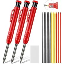 GABRIELLE Robuster, erweiterbarer Baustellenbleistift, Zimmermannsbleistift mit 6 Ersatzminen und Radiergummi, Druckbleistift, integrierter