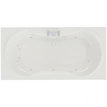 Strata Duo xl 1800mm x 900mm 12 Jet Chrome Flat Jet Double Ended Whirlpool Bath - White - Wholesale Domestic