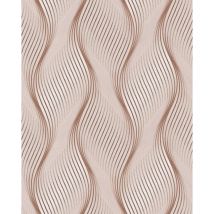 Streifen Tapete Edem 85030BR33 Vinyltapete leicht strukturiert mit geschwungenen Linien und metallischen Akzenten braun beige-braun weiß silber 5,33