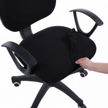 Stretch-jacquard-sitzbezüge Für Büro- Und Computerstühle, Abnehmbare, Waschbare, Staubdichte Sitzkissenschoner Für Bürostühle – Schwarz(ohne 