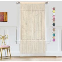 Lokiua - String Door Curtain Window Decorations Room Divider Bedroom Decorations Single Curtain for Window 90x200cm Beige