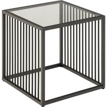 Strington Couchtisch Ecktisch 40x40x40cm Glas, grau.