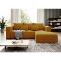 Romano - Stripes Jumbo Cord Right Hand Facing Corner Sofa Bed - Mustard