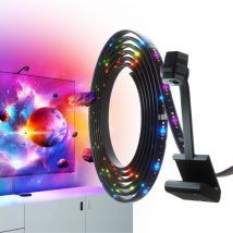 Specchio 4D + striscia luminosa per TV/TV/schermi fino a 65' (165 cm) - Striscia led Smart rgbw + fotocamera, filo e WiFi, funziona con Alexa,