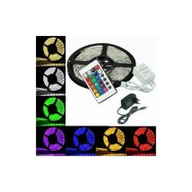 Striscia a led smd 5050 rgb IP65 5 metri bobina con alimentatore e telecomand