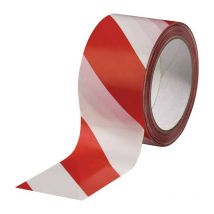 Nastro segnaletico in pvc rosso / bianco L.66m P.60mm Rl.