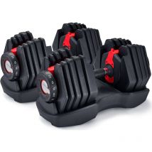 Strongology PENTABELL Pair Home Fitness Black and Red Adjustable Smart Dumbbells from 2kg up to 22kg Training Weights