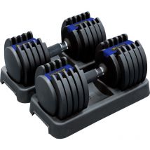 Strongology Predator 20 Home Fitness Adjustable Smart Pair Dumbbells up to 20kg Training Weights in Black/Blue