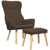 Chaise de relaxation avec repose-pied Marron Tissu vidaXL
