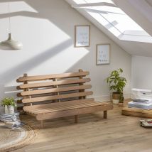 Terre De Nuit - Structure futon 160x200 cm en bois massif taupe