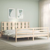 Furniture Limited - Giroletto con Testiera 200x200 cm in Legno