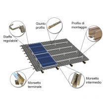 Struttura di montaggio soprategola per 6 pannelli fotovoltaici verticali (singola fila)