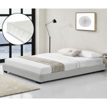 Corium Struttura Letto Imbottito con Materasso a Schiuma Fredda 180 x 200 cm Letto Matrimoniale con Rivestimento in Similpelle con Materasso