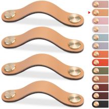 Beijiyi - Stück Leder-Möbelgriff, Schranktürknauf, Ledergriff, Schubladenknauf, Vintage-Möbelgriff für Schränke, Kommode, Küche, Badezimmer (Beige,