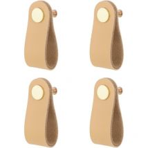 XVX - 4 pezzi Maniglie in pelle Maniglie per cassetti in pelle Pomelli per mobili in pelle marrone con viti Mobili per armadi da cucina Armadio