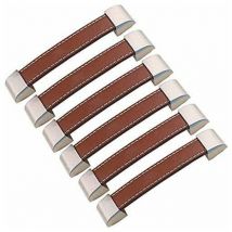 YMYNY Möbelgriffe aus Leder 128 mm Lochabstand 6 Stück Gelb Vintage Design Hochwertige Verarbeitung