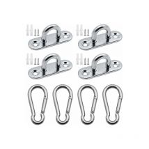 Stück M5 304 Edelstahl-Augenplatte, 4 Stück Hochleistungs-Montagekarabiner für Sonnensegel, Hängematten, Hochleistungs-Wandhalterung