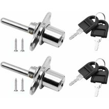 Serratura Per Cassetti Con Chiave (2 Pezzi), Serratura A Stantuffo Per Schedari E Vetrine, Diametro 16 Mm, Lunghezza 61 Mm (argento).