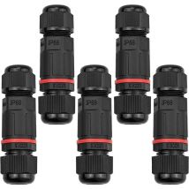 Stück wasserdichte Anschlussdose, IP68-Außensteckverbinder, Gehäuseanschlüsse und Außensteckdose Ø 1–13 mm – Schwarz