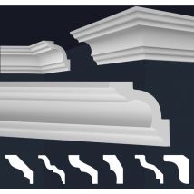 Stuckleisten xps Styropor weiß 2 Meter Deckenleisten Wandleisten E-Leisten Modelle:E-16 / 96x96mm, 1-Innenecke / 1-Außenecke - Marbet Design