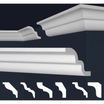 Marbet Design - Stuckleisten xps Styropor weiß 2 Meter Deckenleisten Wandleisten E-Leisten Modelle:E-21 / 62x62mm, 1-Innenecke / 1-Außenecke