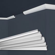 Marbet Design - Stuckleisten xps Styropor weiß 2 Meter Deckenleisten Wandleisten E-Leisten Modelle:E-1 / 22x22mm, Max. Paket (bester Meterpreis)