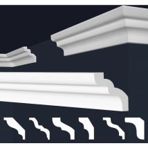 Marbet Design - Stuckleisten xps Styropor weiß 2 Meter Deckenleisten Wandleisten E-Leisten Modelle: E-7 / 46x50mm, Max. Paket (bester Meterpreis)