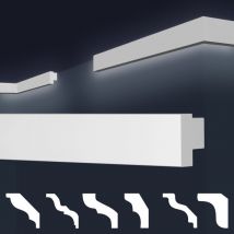 Marbet Design - Stuckleisten xps Styropor weiß 2 Meter Deckenleisten Wandleisten E-Leisten Modelle:E-44 / 20x32mm, Max. Paket (bester Meterpreis)