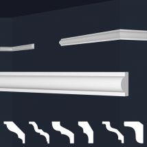 Stuckleisten xps Styropor weiß 2 Meter Deckenleisten Wandleisten E-Leisten Modelle:E-27 / 11x23mm, 2 Meter / 1 Leiste - Marbet Design