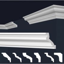 Stuckleisten xps Styropor weiß 2 Meter Deckenleisten Wandleisten E-Leisten Modelle:E-31 / 42x50mm, 2 Meter / 1 Leiste - Marbet Design