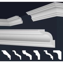 Stuckleisten xps Styropor weiß 2 Meter Deckenleisten Wandleisten E-Leisten Modelle:E-15 / 80x80mm, Muster ca. 20cm - Marbet Design