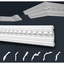 Marbet Design - Stuckleisten weiß gemustert, eps Styropor formfest, Marbet Deckenleisten Serie-B: B-15 / 61x80mm, 40 Meter / 20 Leisten