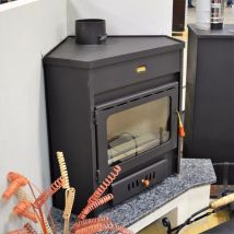 Stufa a Legna Angolo Modello Camino con Combustibile Solido Prity AMB 12kw.