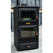 Kupro - Stufa a Legna con Forno 8 kw - Fornello Acciaio, ideale per cucinare - black