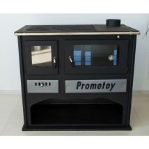 Prometey - Stufa a legna con forno da cucina. Marca 11 kw modello Praktik Lux - black