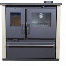 Verso - Stufa a Legna da Cucina cs Plus - 7.7 kW con Forno in Inox e Pannelli Laterali Verniciati Avorio, Stile Classico e Alte Prestazioni